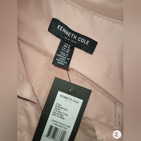 LS Button Down Stretch Faux WrapBlouse Blush Kenneth Cole New York Rose Petal - Picture 14 of 16